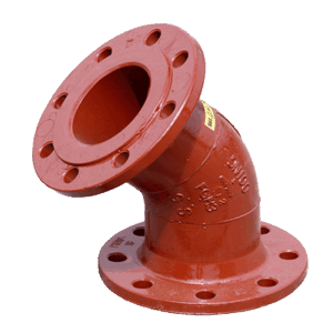 Ductile Iron Flanged 45 Degree Bend for Waste Water (Red)