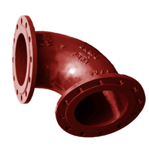 Ductile Iron Flanged Short Radius 90 Degree Bend for Waste Water (Red)